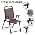 thumbnail image 6 of TBKLEY 2pcs Patio Folding Sling Back Chair with Armrests, Portable Metal Outdoor Chairs for Indoor Outdoor Garden Poolside Yard, Brown, 6 of 7