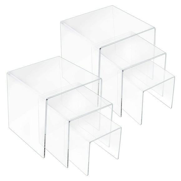 FFLY 2 Set Acrylic Display Risers 5"x6"x7", Clear Display Stand for Collection Figures, Candy Display Rack, Acrylic Display Stand for Jewelry and Cupcakes, Risers for Decor