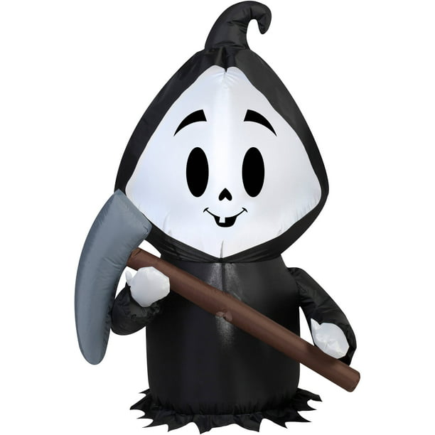 Gemmy Airblown Inflatable 3.5' X 2' Happy Reaper Halloween Decoration ...