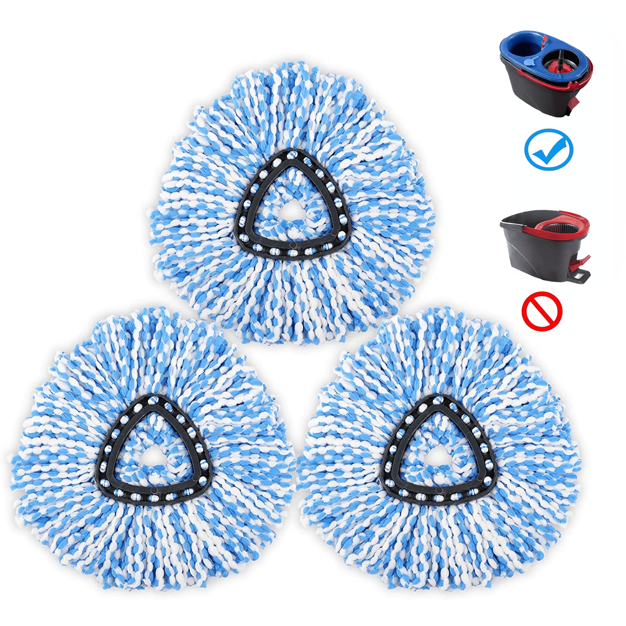 Happylost 3 Packs Easywring Rinse Clean Mop Heads Replacement for O Cedar,  Mop Refills Spin mops Reaplacement for 2 Tank System