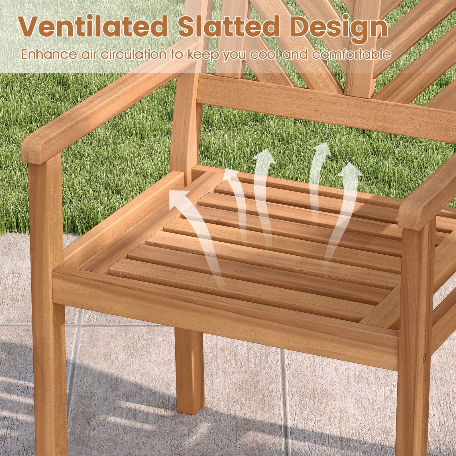 Costway Patio Dining Chairs Set of 2,Outdoor Garden Seating Chairs with 400 lbs Capacity