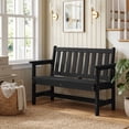 thumbnail image 2 of SERWALL Outdoor Bench for 2-Person, Weather-Resistant HDPE with Aluminum Reinforcement, Supports 660 lbs, Comfortable Seating for Patio, Garden, and Porch, Black, 2 of 13