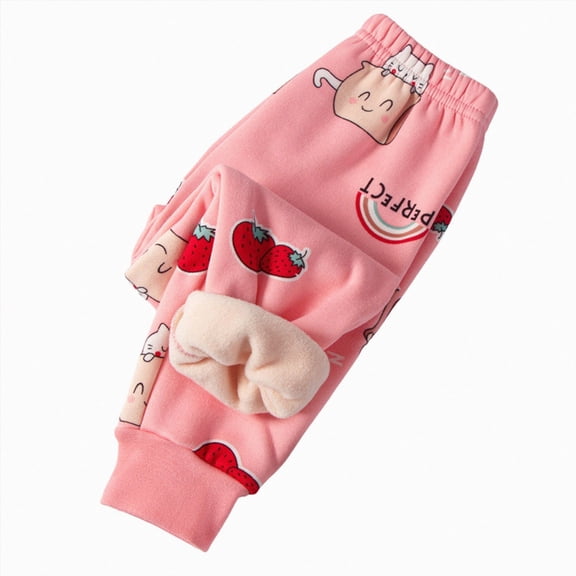 NIEWTR Children's Thermal Pants Pants Winter Pants Cute Jogging Pants Warm Tights Elastic Waist Sweatpants Warm Pants Girls Leggings Cotton Stretchy Kids Pants(B-Hot Pink,18-24 Months)