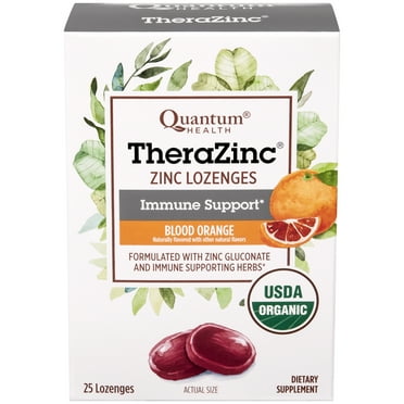 Quantum Health Organic TheraZinc Blood Orange Immune Support Zinc Supplement Lozenges, 25 Ct