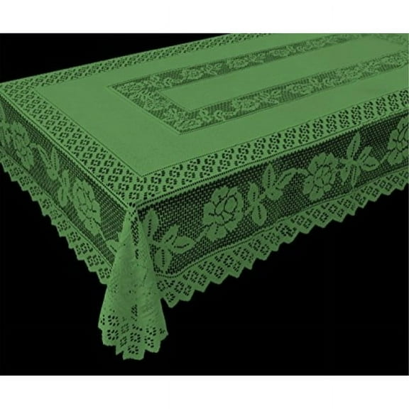 Tablecloth Grega Design Brazilian Lace 59x86 Inches Green Color 100 Percent Polyester
