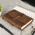 thumbnail image 3 of Handmade Full Grain Leather Journal with Lined Paper – 8 × 6″ Writing Notebook & Luxury Pen, Refillable Diary for Men & Women, 3 of 7