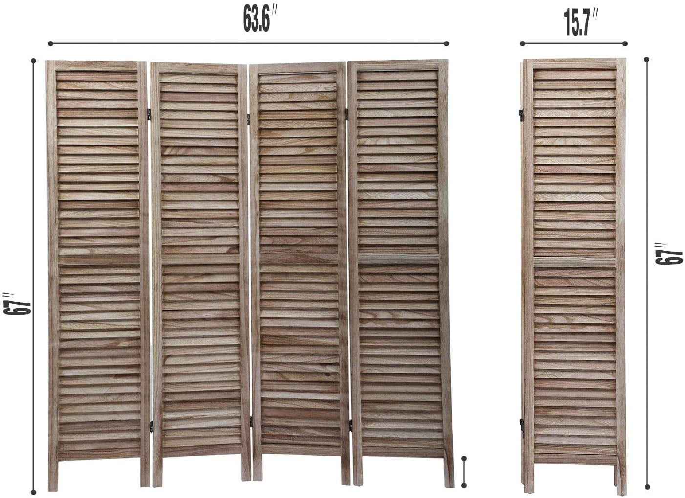 Lowestbest Louvered Room Divider, 5.6 Ft Tall Folding Freestanding Privacy Screen, Foldable Room Dividers for Home, Office (4 Panel-Nature) Lowestbest Louvered Room Divider, 5.6 Ft Tall Folding Freestanding Privacy Screen, Foldable Room Dividers for Home, Office (4 Panel-Nature)