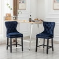 thumbnail image 2 of Westin Outdoor 24" Tufted Velvet Bar Stool (Set of 2), Black/Velvet Navy Blue, 2 of 6