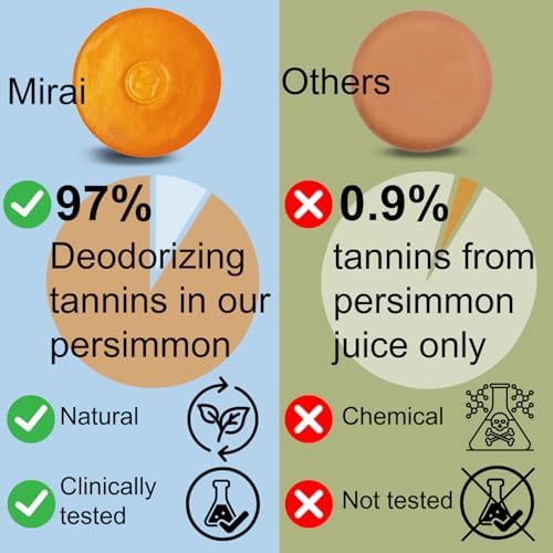 Purifying & Deodorizing Soap Bar Handmade Soap with Japanese Persimmon Extract to Help with Nonenal Body Odor Associated with Aging Artisanal Japanese Soap for Men & Women chemical Free 100g