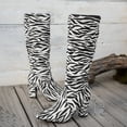 thumbnail image 4 of Miluxas Women Block Mid Heel Over Knee Boots Pointed Toe Knee High Boots Leather Zebra Pattern Mid Chunky Heel Comfy Winter Warm Fashion Dress Heeled Boots White 9(42), 4 of 8