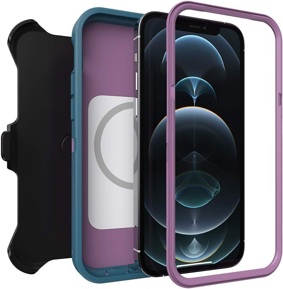 OtterBox iPhone 12 & 12 Pro Only - Defender Series XT Case - Lavender Bliss - Screenless - Rugged - Snaps to MagSafe - Lanyard Attachment - Microbial Defense Protection - Non-Retail Packaging