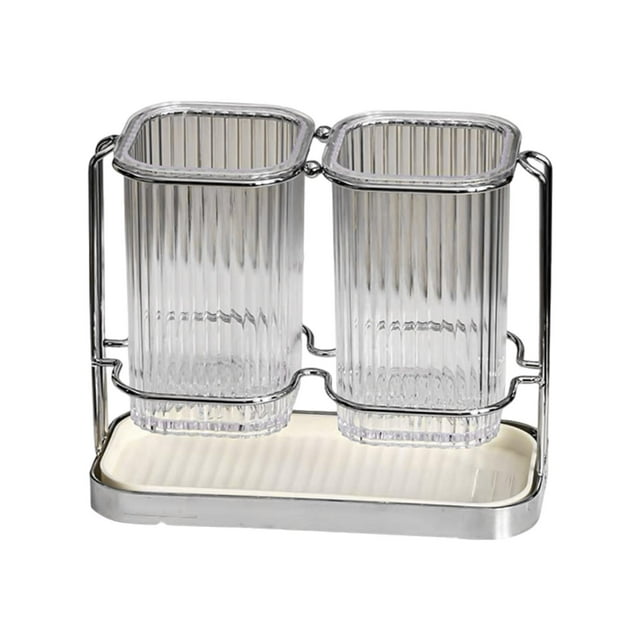 Utensil Crock Sunnimix Soporte para cubiertos de cocina 2 Tazas Organizador de almacenamiento de cubiertos para Restaurante