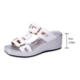 thumbnail image 6 of Rokment Metallic Silver Platform Wedge Slides Dress Sandals for Women Ladies 2026 Summer Trendy Graphic Leather Square Toe Chunky High Heels Casual Slippers White Size 8.5, 6 of 7