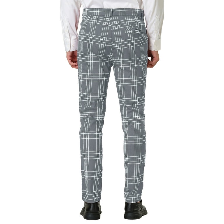 Men s Slim Fit Checked Plaid Dress Pants