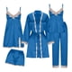 thumbnail image 2 of Batas Lencería Mujer Lindo Estampado de Corazón Satén Bata con Cinturón Camisola Pantalones Cortos Pijamas Mujer Pijamas, 2 of 9