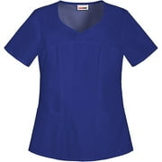 Women's Fashion Essentials Mock Wrap Scrub Top with Back Elastic