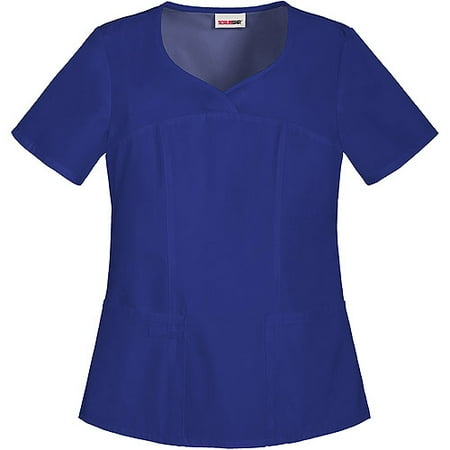 Women's Fashion Essentials Mock Wrap Scrub Top with Back Elastic