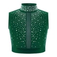thumbnail image 2 of Aislor Kids Girls Sleeveless Shiny Rhinestone Lyrical Jazz Modern Ballet Dance Crop Tank Tops Shirt Dancewear Green 12, 2 of 7