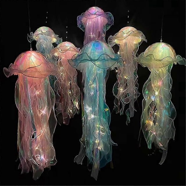 5 Pcs Jellyfish Night Light Portable Flower Lamp Hanging Jellyfish Lights for Bedroom Room Atmospher