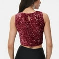 thumbnail image 4 of Women's Sleeveless Sequin Crop Top with Round Neckline and Sparkle Embellishment - XX Large, Burgundy, 4 of 7