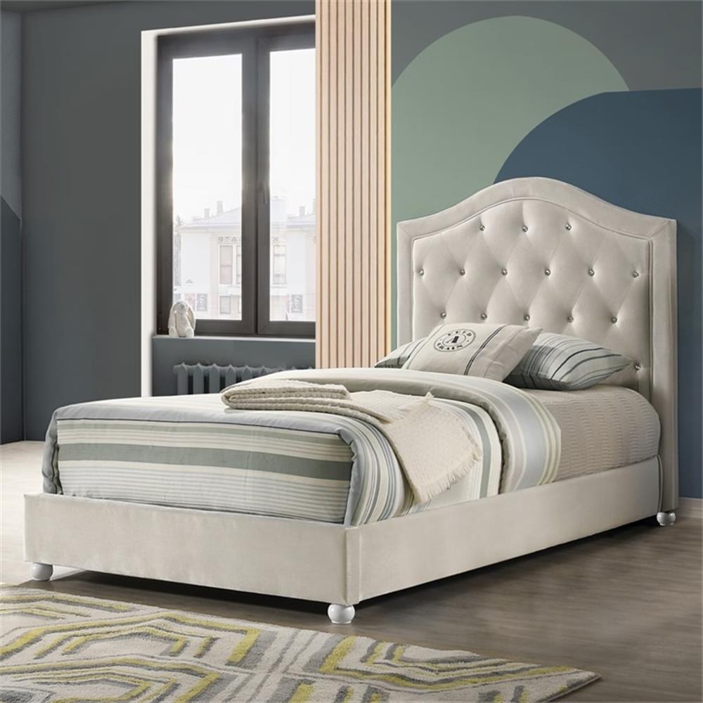 ACME Reggie Twin Bed in Beige Fabric