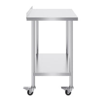 KFFKFF 24 x 36 x 40 Inch Stainless Steel Work Table, Commercial Food Prep Table with Wheels, Durable Metal Table with Adjustable Height for Kitchen, Home, and Hospitality Use