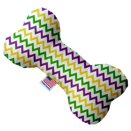 - Mardi Gras Chevron 6 Inch Canvas Bone Dog Toy