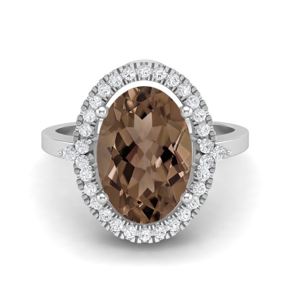 6.5 Ctw Oval Smoky Quartz 925 Sterling Silver Cocktail Women Valentines Day Gifts Ring
