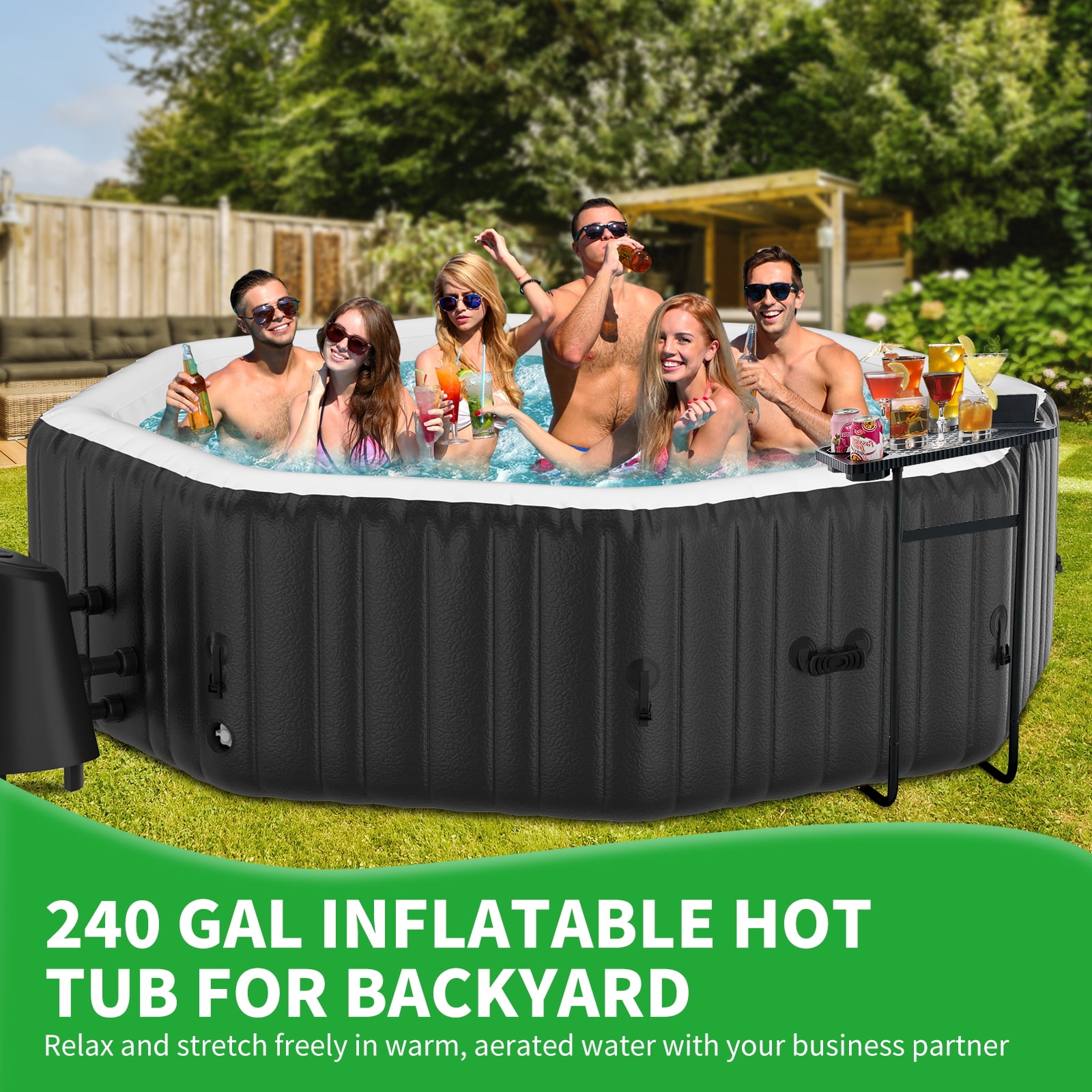 MOPHOTO 4-6 Person Inflatable Hot Tub,Portable Large Octagonal Hottub with 130 Bubble Jets,Outdoor Spa Set Included Heater Pump, Filter and Spa Cover(77"*77"*25")