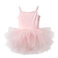 thumbnail image 1 of Combinaison de Danse Ballet pour Filles, Robe d'Entraînement Sans Manches en Sequins et Maille avec Bretelles Réglables, Rose, Taille 120 cm, 1 of 4