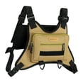 thumbnail image 5 of Bolsa de pecho con correa ajustable y múltiples bolsillos, chaleco para correr para hombres y mujeres (Caqui), 5 of 5
