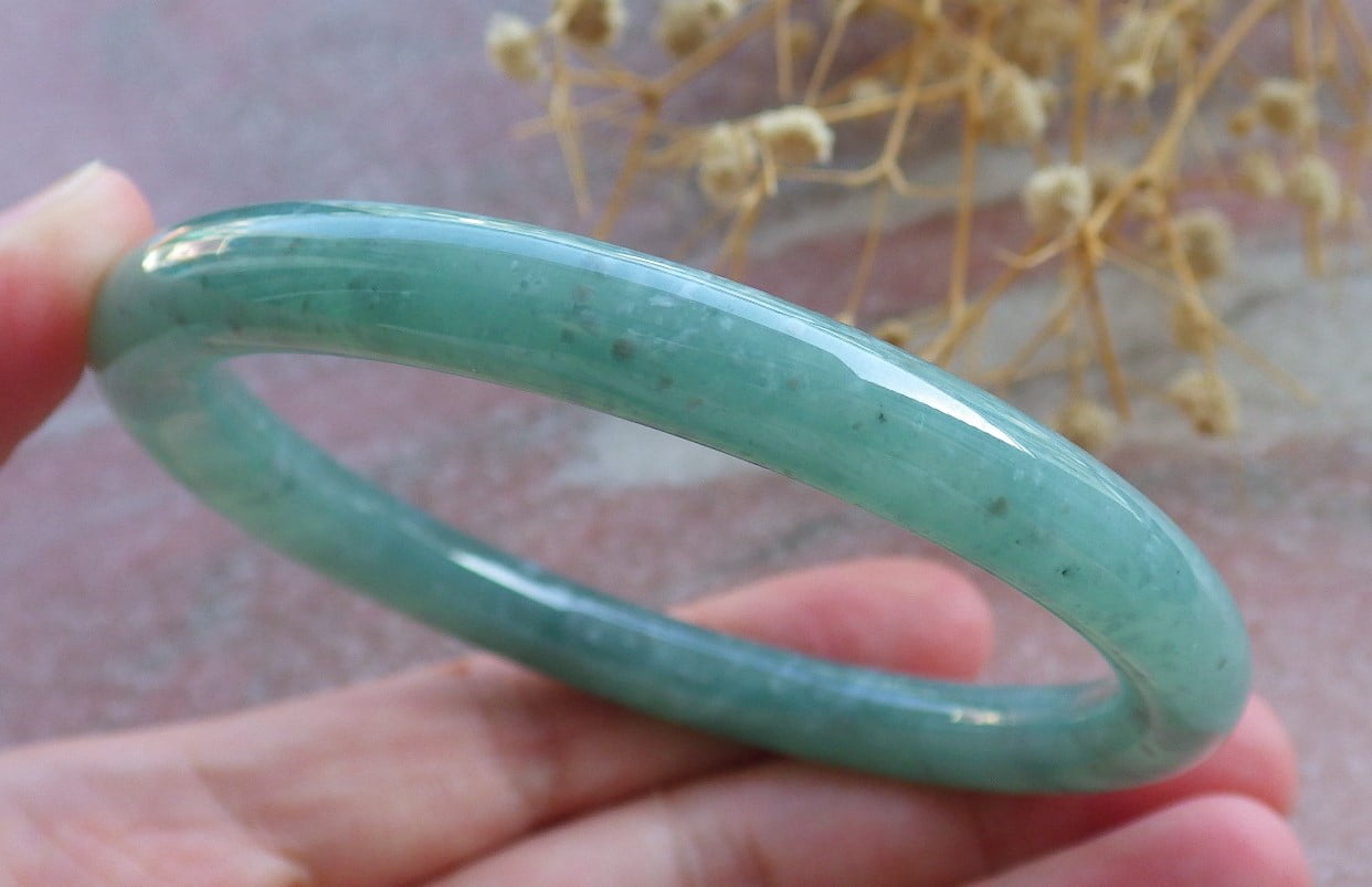 Icy Green Natural A JADE Jadeite Circle Bangle Bracelet 57 mm 683862 TN