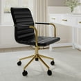 thumbnail image 5 of Martha Stewart Upholstered Office Chair in Black/Polished Brass, 5 of 12