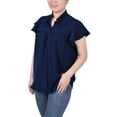 thumbnail image 2 of NY Collection Women's Petite Flutter Sleeve Ruffle Neck Blouse, 2 of 4
