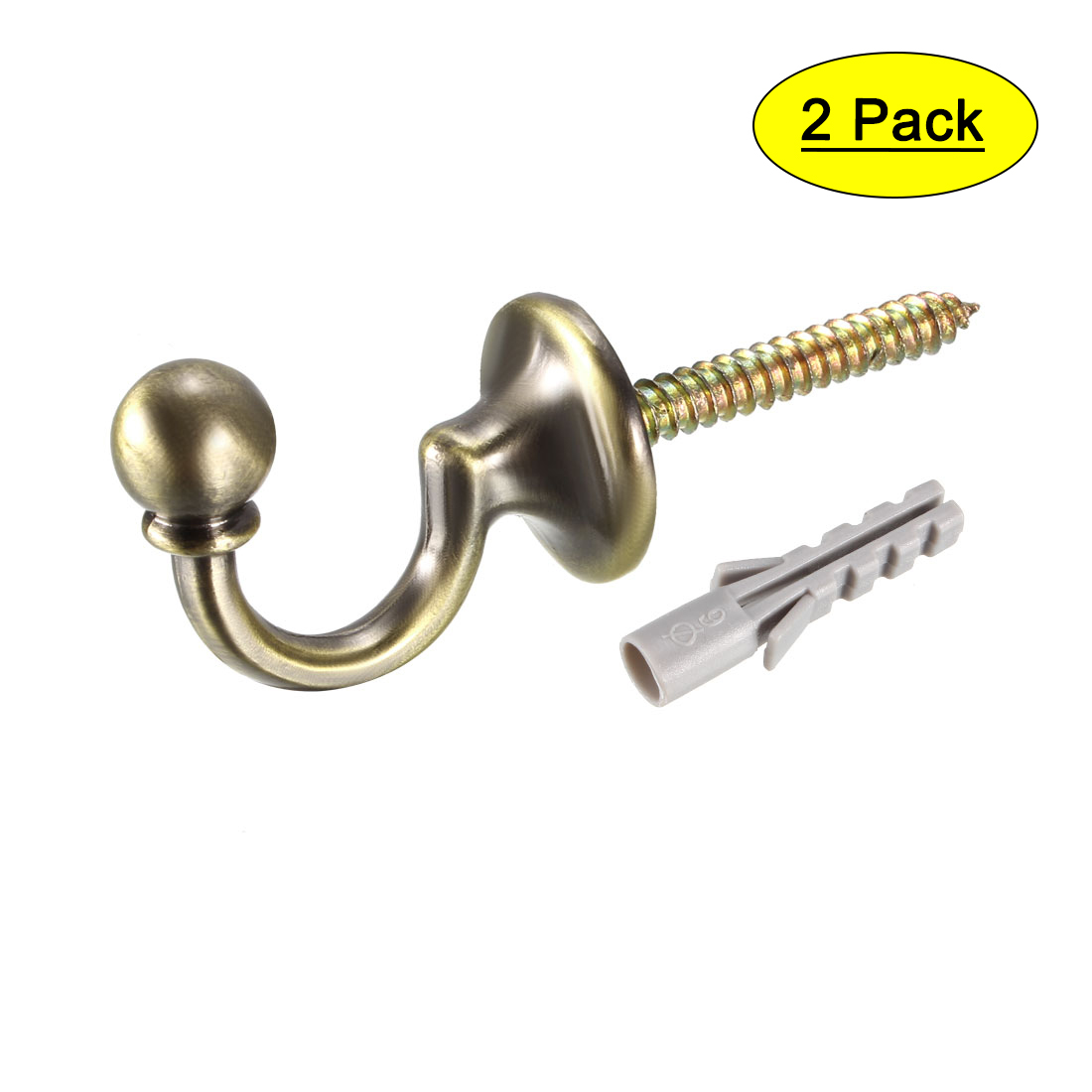 Decorative Curtain Drapery Holdback with Ball Wall Mounted Hook for