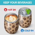 thumbnail image 4 of 12oz Stemless Wine Tumblers Leopard Pattern Vacuum Insulated Stainless Steel Travel Tumbler Cups Mug with Lid and Straw for Champaign,Cocktail,Beer with Cleaning Brush, 4 of 5