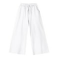 thumbnail image 3 of Lixiuxyad Cargo Pants for Women Women Solid Casual Pocket Wide Leg Pants Elastic Waist Belt Loose Pants Cropped Pants White, 3 of 5