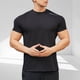 thumbnail image 1 of Blusas y camisas de manga corta y cuello redondo para hombre. Blusas casuales de verano para hombre, de manga corta, de color liso, con cuello redondo, para fitness. Blusas de poliéster para hombre., 1 of 5