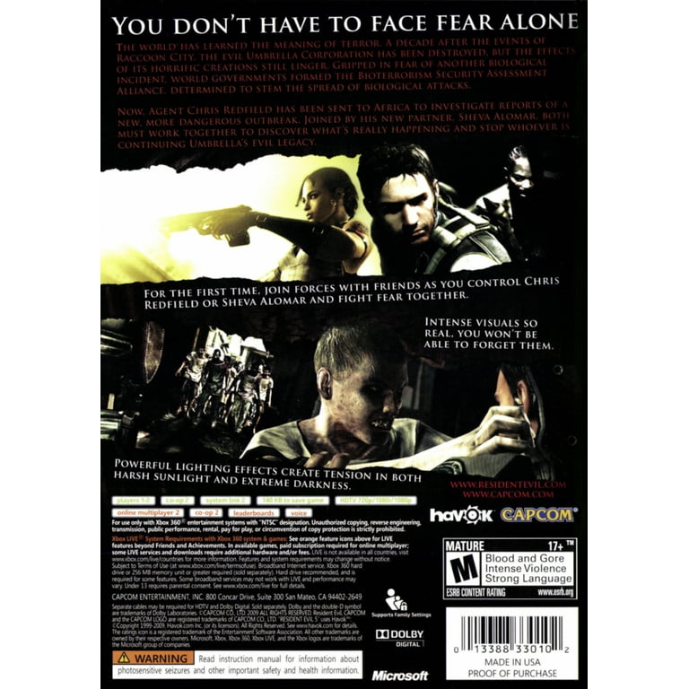 Resident Evil 5 - Platinum Hits for XBOX 360 - Walmart.com