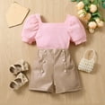 thumbnail image 2 of Sngxgn Girl's 2 Piece Rib Knit Outfits Twist Front Long Sleeve Top and Flare Pants Set(Pink,100), 2 of 8