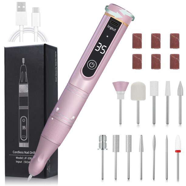 Pantalla LCD recargable inalámbrica Nail Drill Meremit de 35000 RPM