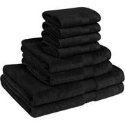 Beauty Threadz Ultra Soft 8 Piece Towel Set 500 GSM - 100% Pure Cotton, 2 Oversized Bath Towels 27x54, 2 Hand Towels 16x28, 4 Wash Cloths 13x13 - Ideal for Everyday use, Hotel & Spa- Black