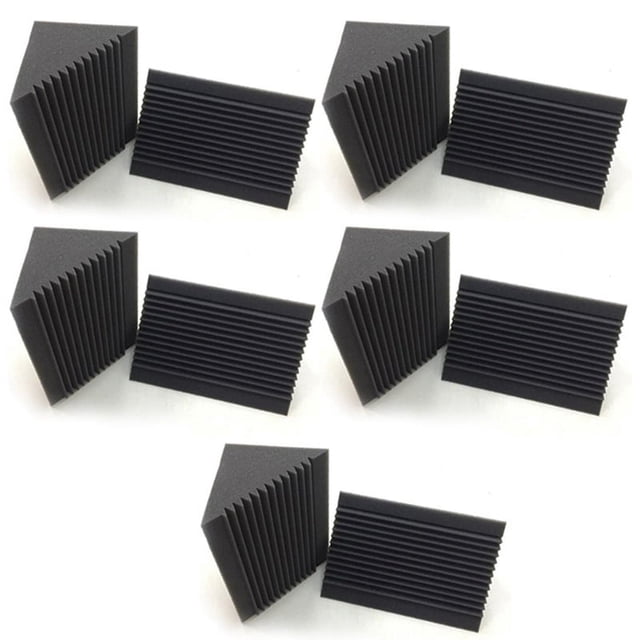 30Piezas Espuma Acústica Trampa para Bajo de Carbón / Negro Absorción de Sonido Pared de Esquina Insonorizada de Estudio