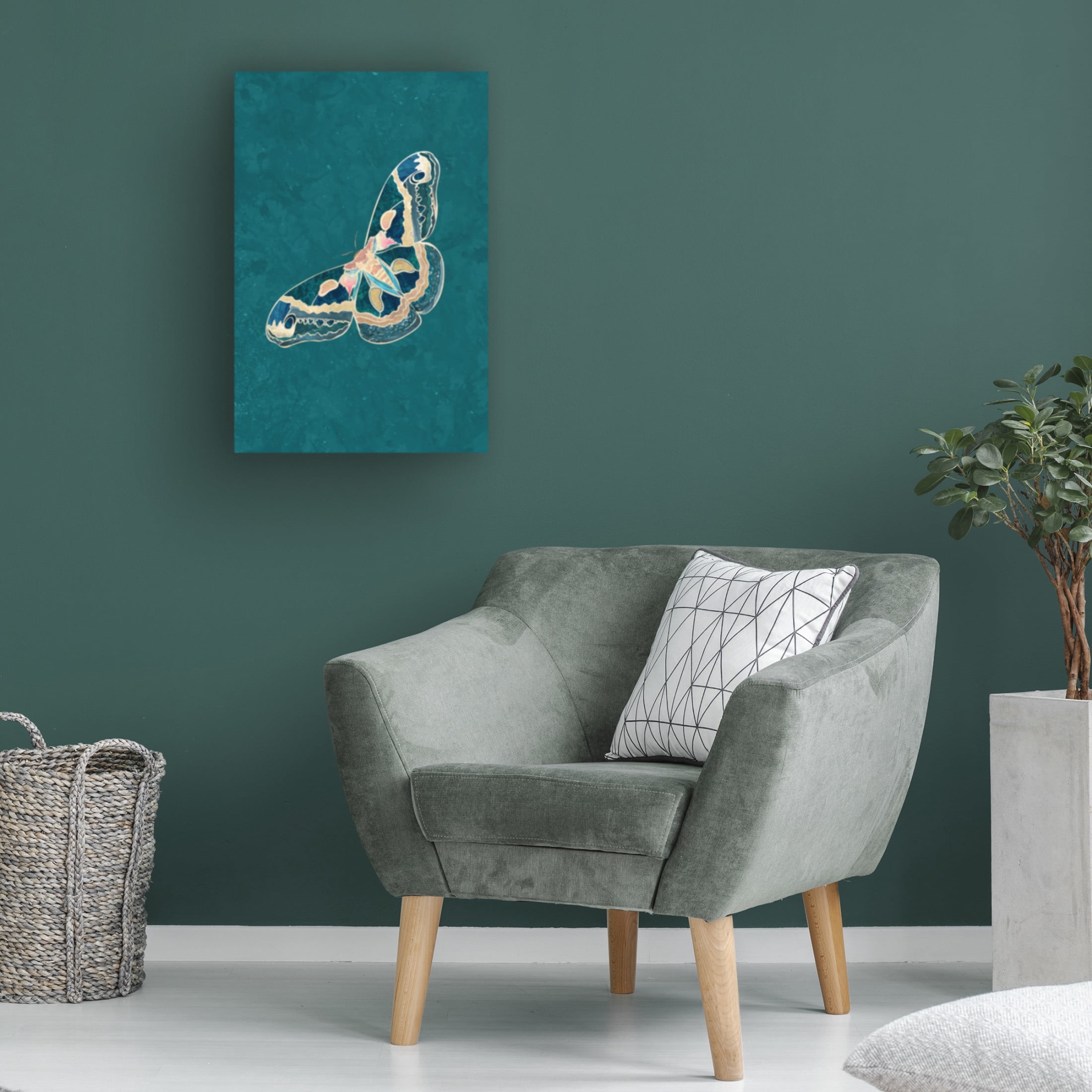 Trademark Fine Art Sarah Manovski Turquoise Gold Moth Butterfly Canvas Wall Art