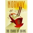 thumbnail image 2 of Vintage Apple Collection 23x32 White Modern Wood Framed Museum Art Print Titled - Norway Cradle Skiing, 2 of 4