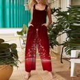 thumbnail image 3 of Women's Casual Sleeveless Christmas Print Cotton Jumpsuit, Pink, Size S, 3 of 5