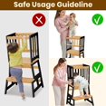 thumbnail image 4 of Kids Kitchen Step Stool Helper Baby and Toddler Multi-Function Step up Nursery Helper Stand with Safety Rail in Natural Bamboo, Strong and Lightweight (Black), 4 of 16