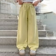 thumbnail image 7 of Ccpelsie Girls Spring Casual Lounge Pants Wide Leg Loose Fit Sweatpants Elastic Waist Drawstring Joggers for Home Comfort(A01-Yellow,6-7 Years), 7 of 7