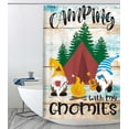 thumbnail image 1 of Camper RV Shower Curtains for Bathroom, Farmhouse Camping Gnome Fabric Shower Curtain Accessories for Travel Trailers, Rustic Wooden Stall Happy Camp Decorations Bathroom Set Decor Hooks, (48X70), 1 of 5