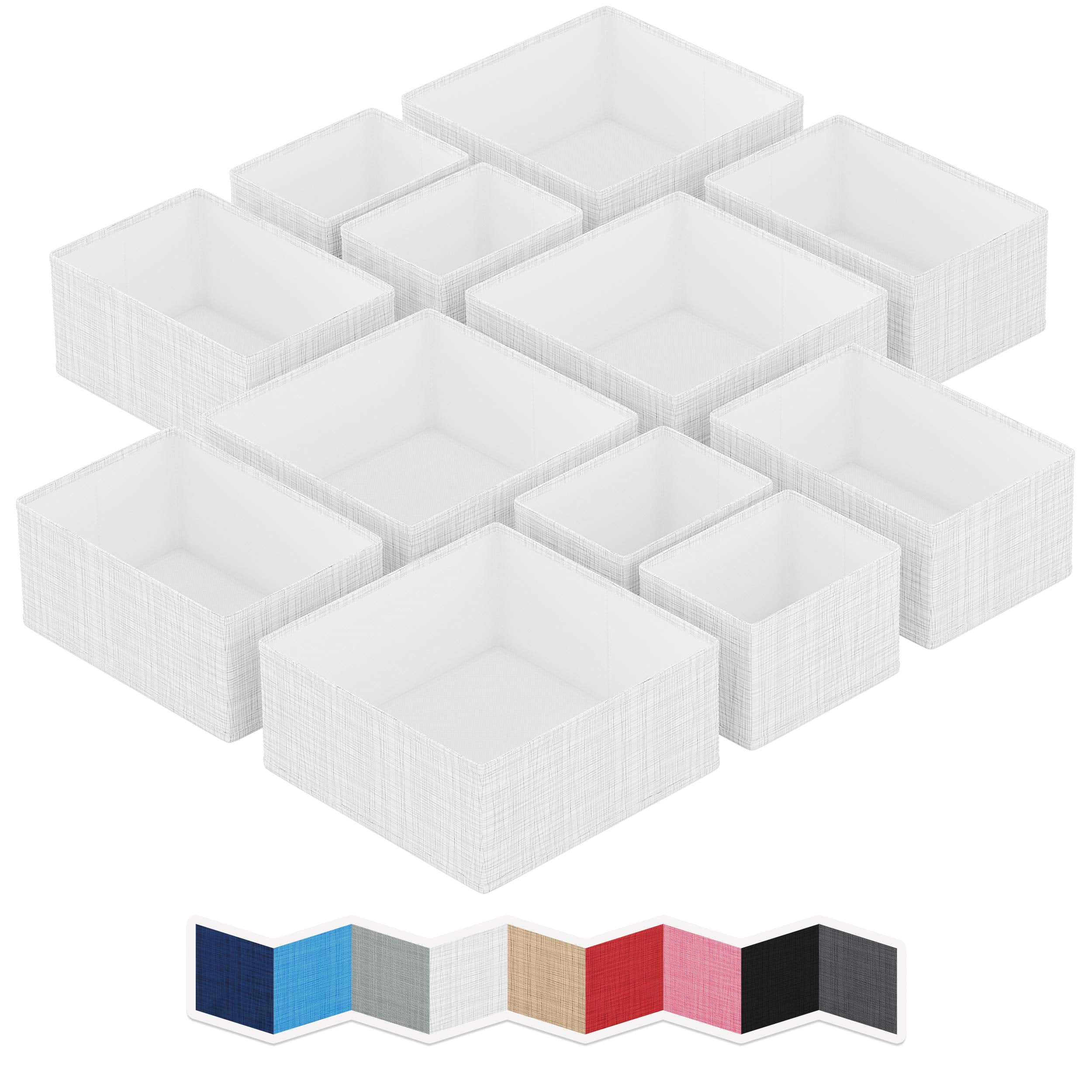 NEATERIZE Drawer Organizer [Set of 12] Closet Organizer and Storage Baskets Foldable Cloth